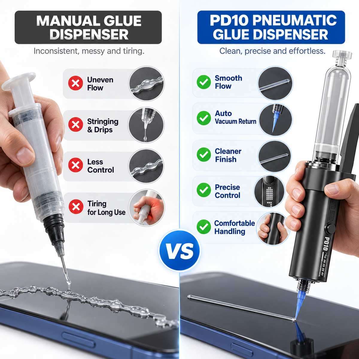 Professional Pneumatic Glue Dispenser | Stop Glue Dripping & Stringing for Precision Repair Work