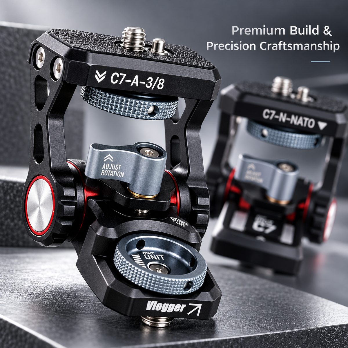 Heavy-Duty V-Shape Tilt Monitor Bracket, 1/4"& 3/8" Thread, ARRI Locating Pin, NATO Rail / Screw Mount Option for Camera Cage Filmmaking