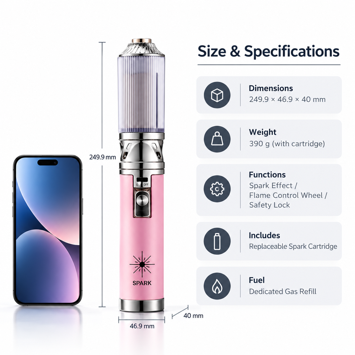 Rechargeable Handheld Cold Spark Wand Dual Use Camping Torch for Wedding Birthday Photography