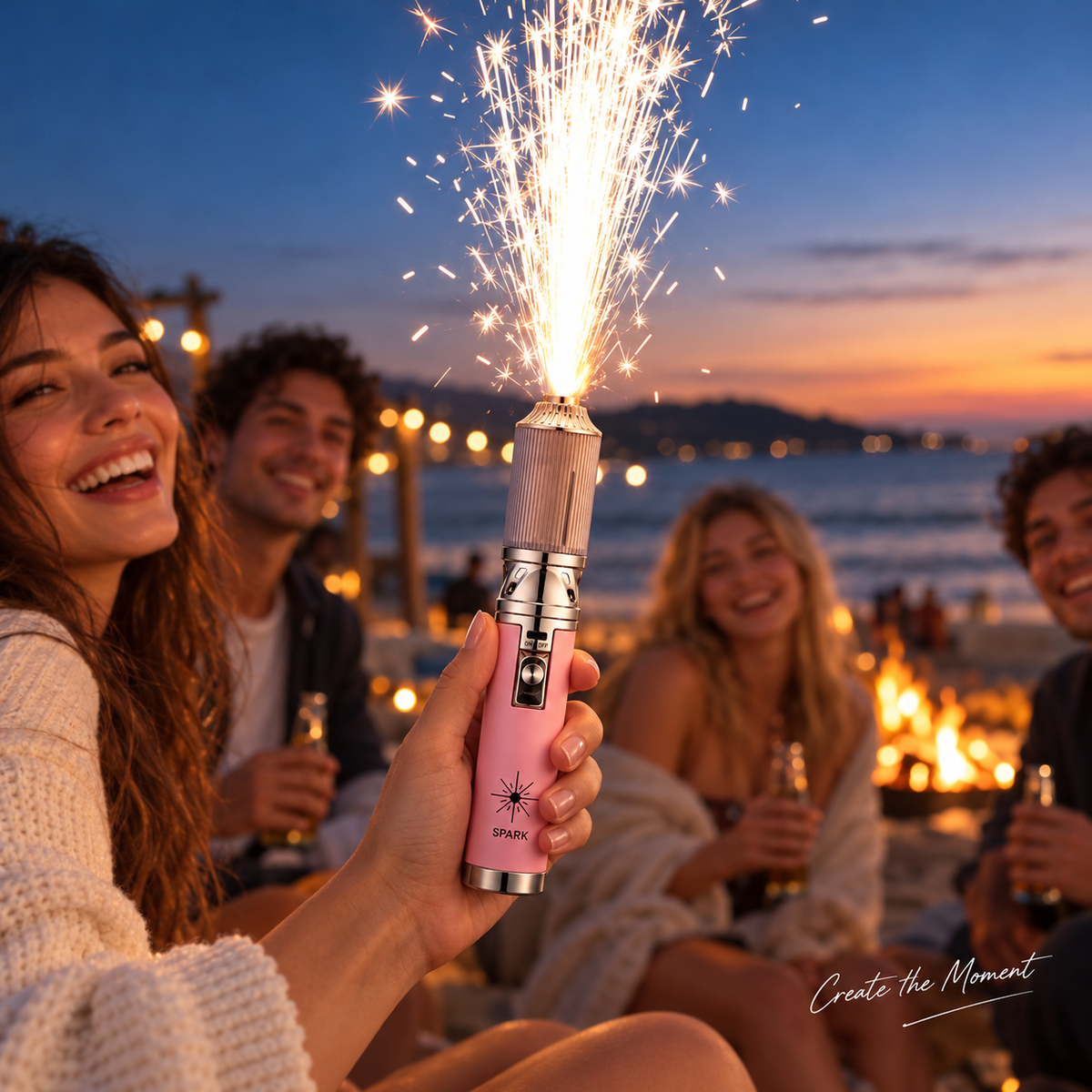 Rechargeable Handheld Cold Spark Wand Dual Use Camping Torch for Wedding Birthday Photography