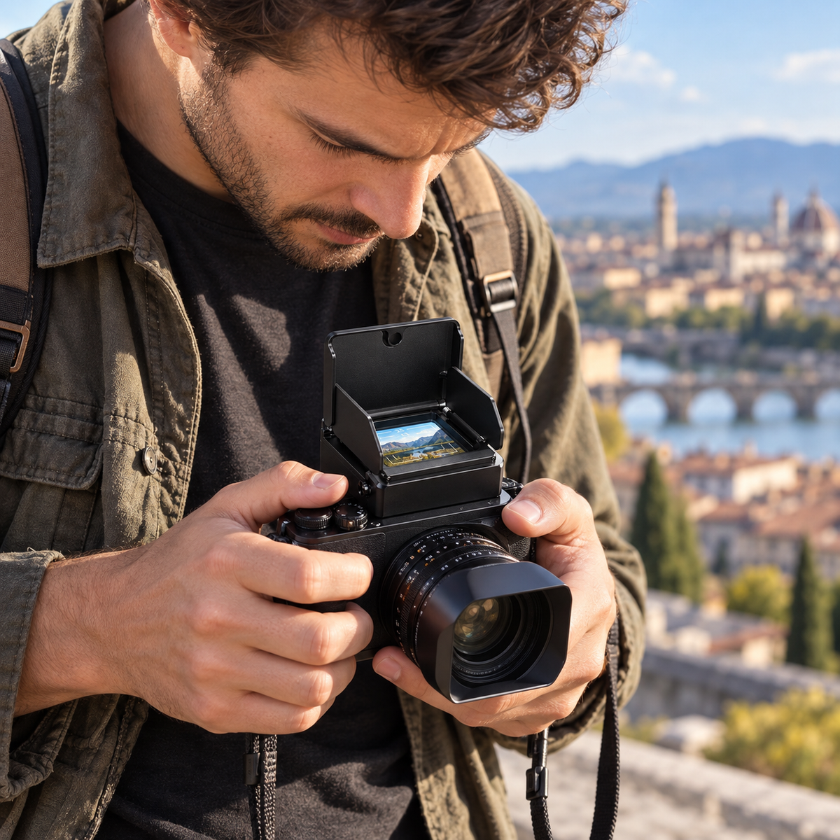 Viewfinder with Foldable Metal Hood, Fix Blown-out & Hard-to-compose Shots for Compact & Rangefinder Cameras