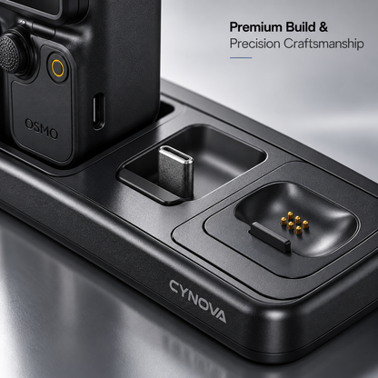 3-in-1 Charging Dock for Osmo Pocket 3 / 4 / 4P | Simultaneous Multi-Device Fast Charging Station, Cut Cable Clutter for Vlog Gear