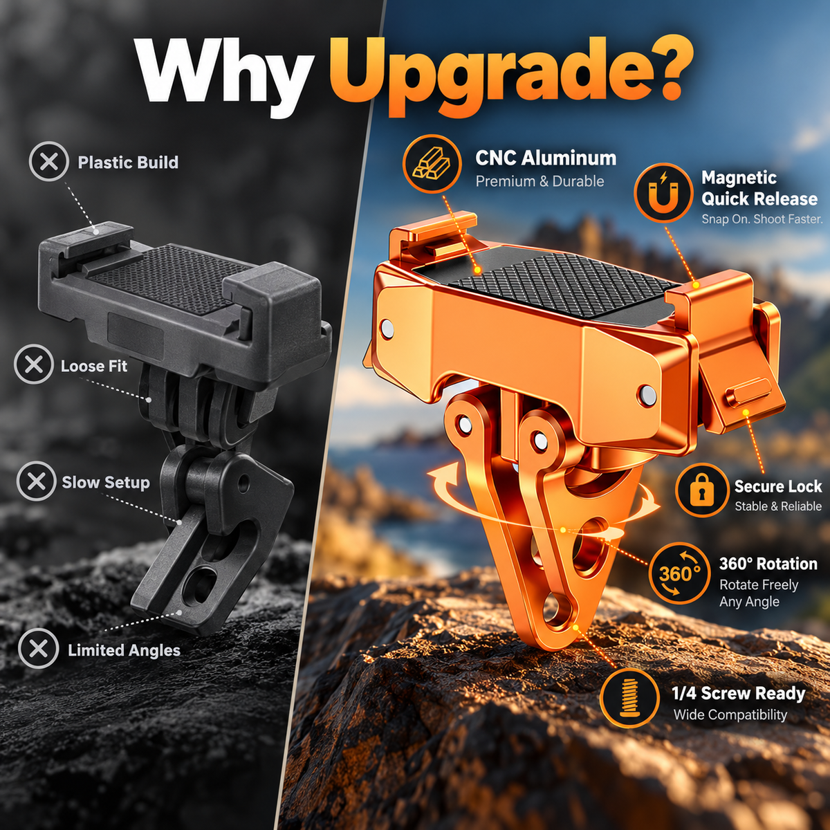 All-In-One Magnetic Quick Release Base | Stop Fumbling With Stacked Adapters For Action Camera Filmmaking