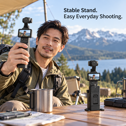 Multi-Functional Vlog Handle Adapter with Filter & TF Card Storage, Magnetic Mount & Desktop Stand for Pocket 4 / Pocket 3