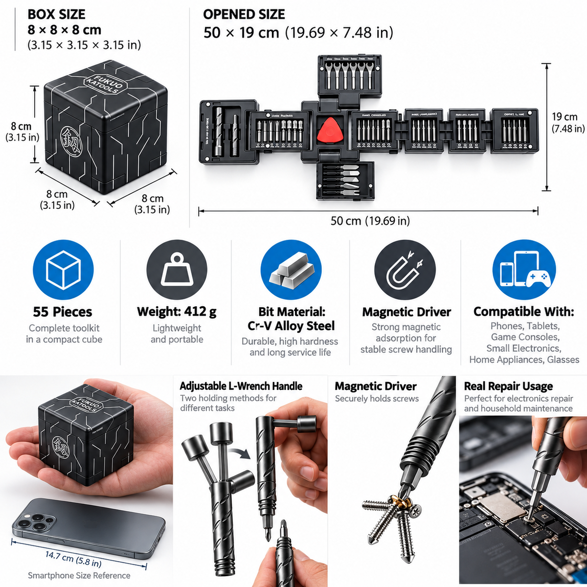 55-in-1 Compact Precision Screwdriver Set | No More Digging Through Messy Toolboxes for Tiny Repair Jobs