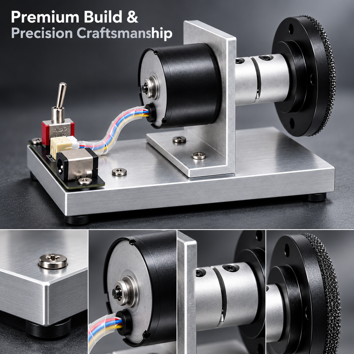 2 Inch Vibration-Free Brushless Mini Bench Grinder | Quiet Polishing Sander for Hobby Wood & Resin Craft