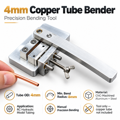 Precision 4mm Copper Tubing Bending Jig, Minimum 8mm Bend Radius for RC Hydraulic Model Tubing