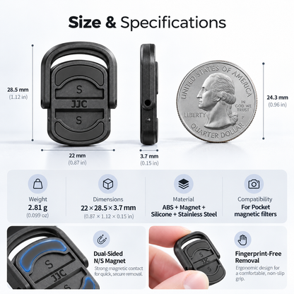 Magnetic Filter Removal Tool for DJI Pocket 4 / Pocket 3 | No Fingerprints, Easy Filter Take-Off for Long Nails