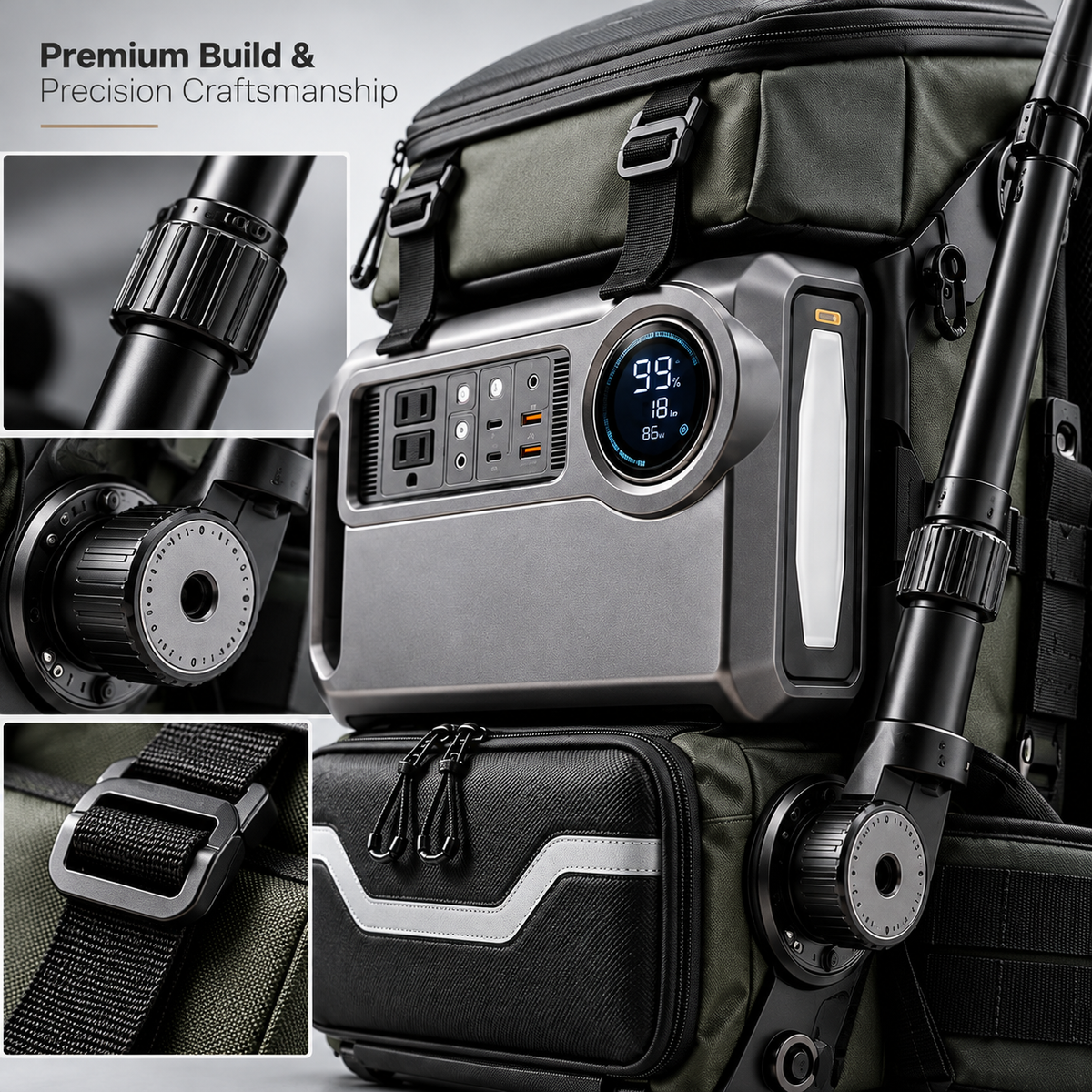 Hands-Free Backpack Mounted Camera Swing Arm | 360° Adjustable Extendable Selfie Rocker Arm for Action Cameras & Lights