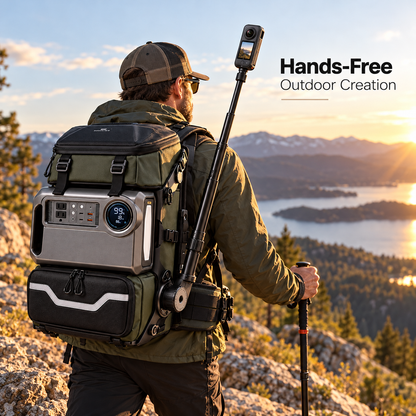 Hands-Free Backpack Mounted Camera Swing Arm | 360° Adjustable Extendable Selfie Rocker Arm for Action Cameras & Lights