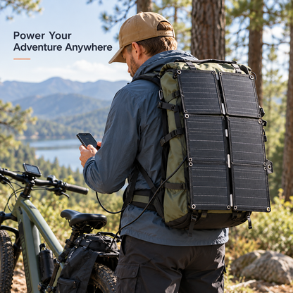 33W Foldable Backpack-Mount Solar Charger Panel | Off-Grid Portable Solar Power Sheet for Outdoor Vloggers & Adventure Trips