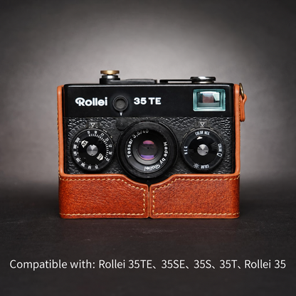 Handmade Genuine Leather Camera Half Case for Rollei 35 Series | Protect Your Vintage Film Camera Without Blocking Controls & Frame Counter
