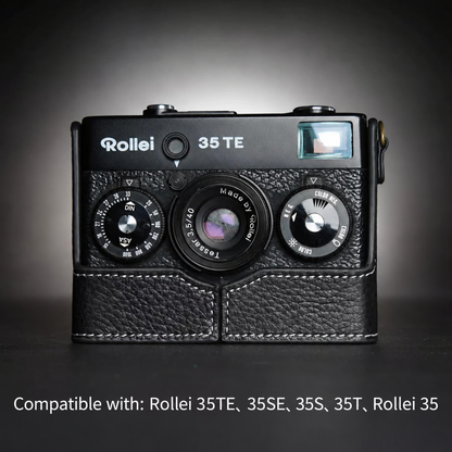 Handmade Genuine Leather Camera Half Case for Rollei 35 Series | Protect Your Vintage Film Camera Without Blocking Controls & Frame Counter