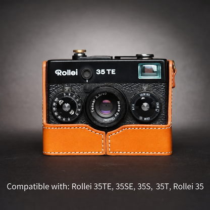 Handmade Genuine Leather Camera Half Case for Rollei 35 Series | Protect Your Vintage Film Camera Without Blocking Controls & Frame Counter