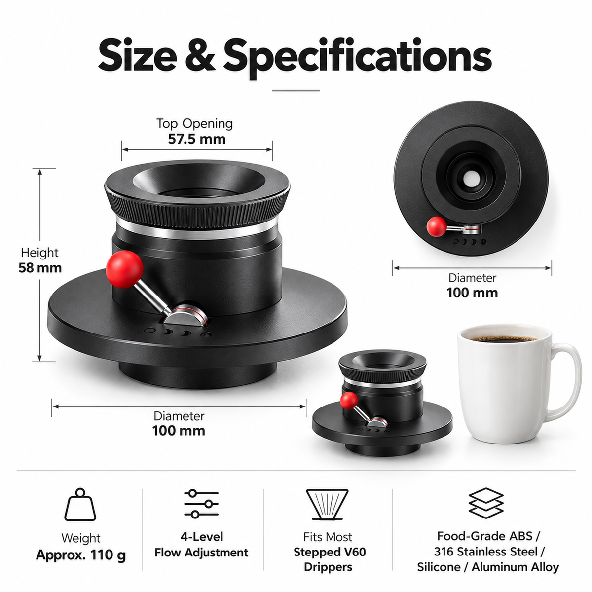 Adjustable Flow Control Base for V60 Dripper | Fix Uneven Brew Speed & Master Your Pour Over