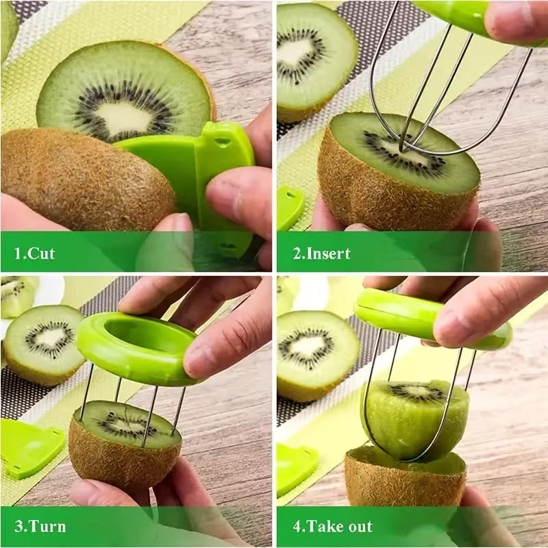 1pc kiwi fruit slicer manual cutter peeler abs